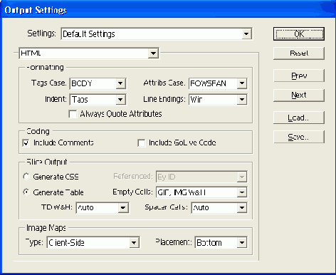     Output Settings